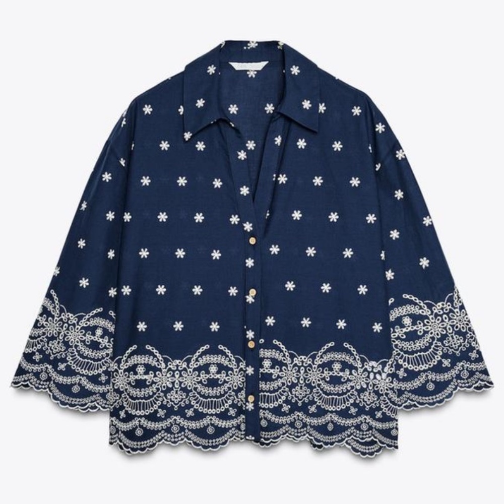 Zara Embroidered shirt (worn once, excellent condition)